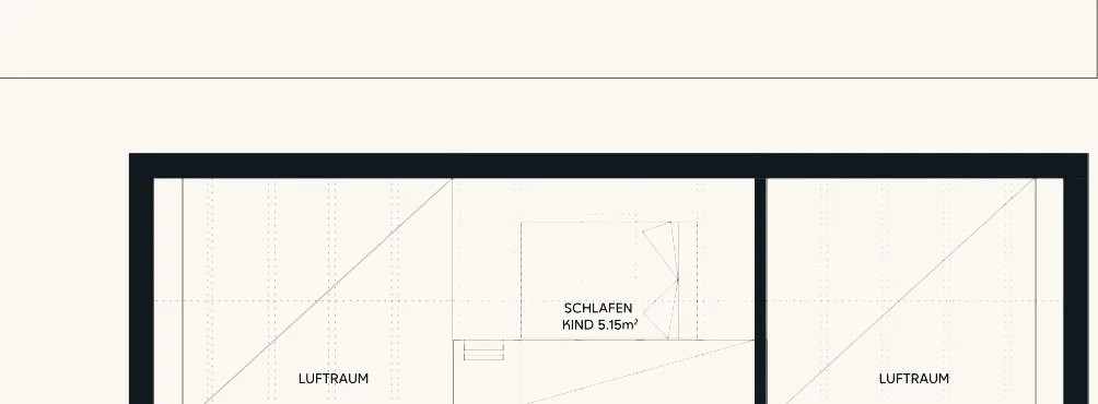 Floor plan of the additional sleeping loft in the Tinca Cabin above the bathroom, sleeping space for one child at 5.15 m²
